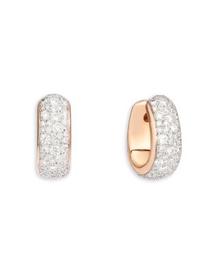 18K Rose Gold Iconica Diamond Pav&eacute; Huggie Hoop Earrings, 3.1 tcw