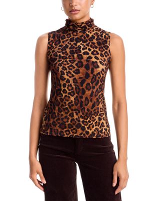 L'Agence Ceci Leopard Print Sleeveless Top