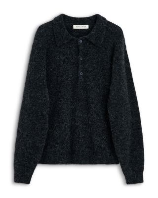 Mixed Yarn Knit Polo Sweater