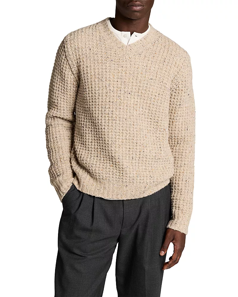 Vince Donegal Wool Blend Waffle Knit Sweater