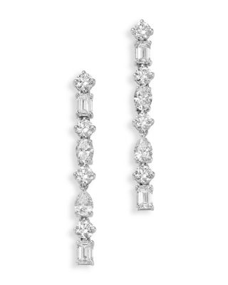 Luxe Collection Certified Lab Grown Diamond Mixed Cup Drop Earrings in 14K White Gold, 2.5 tcw