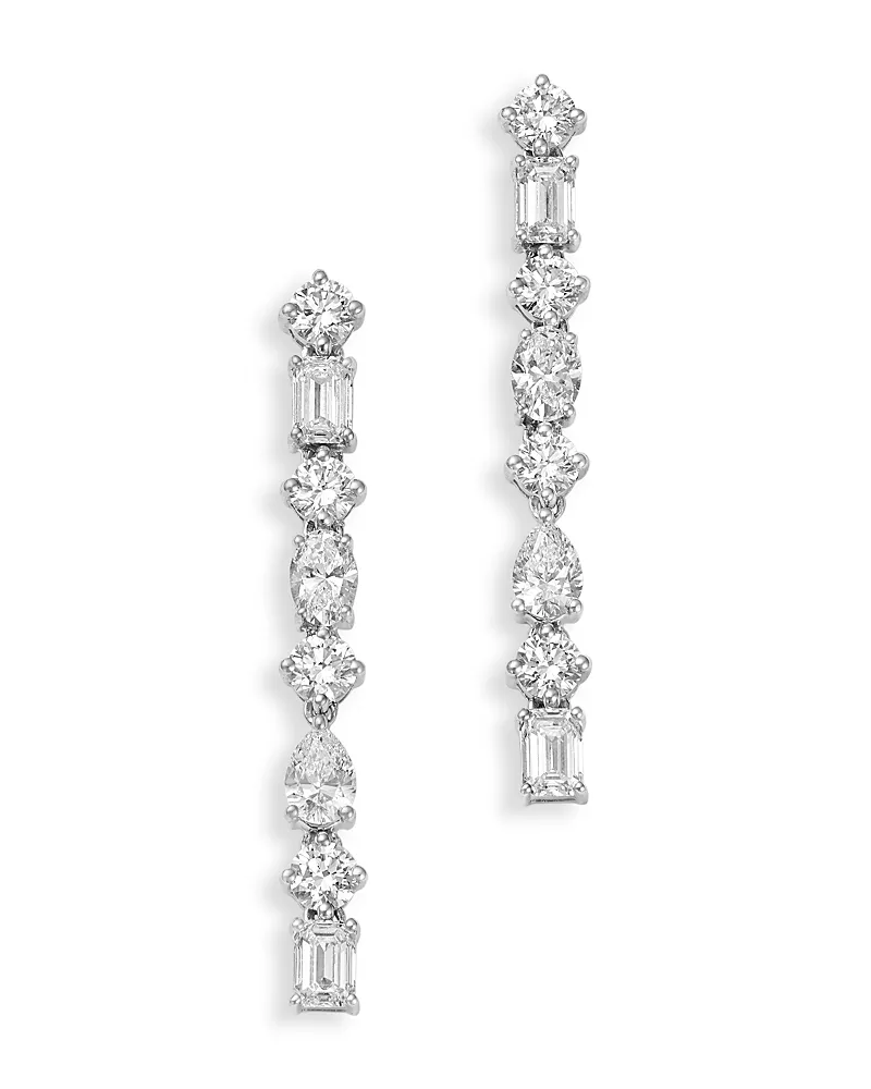 Bloomingdale's Fine Collection Luxe Collection Certified Lab Grown Diamond Mixed Cup Drop Earrings in 14K White Gold, 2.5 tcw