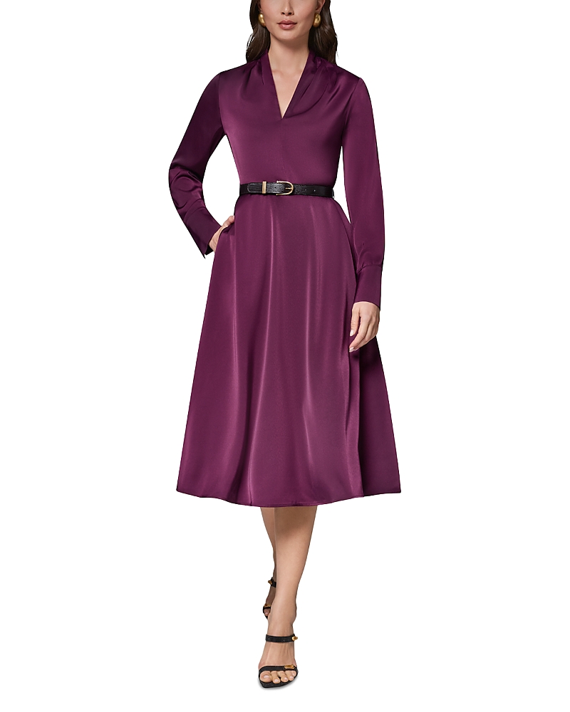 Donna Karan New York Satin A Line Belted Midi Dress