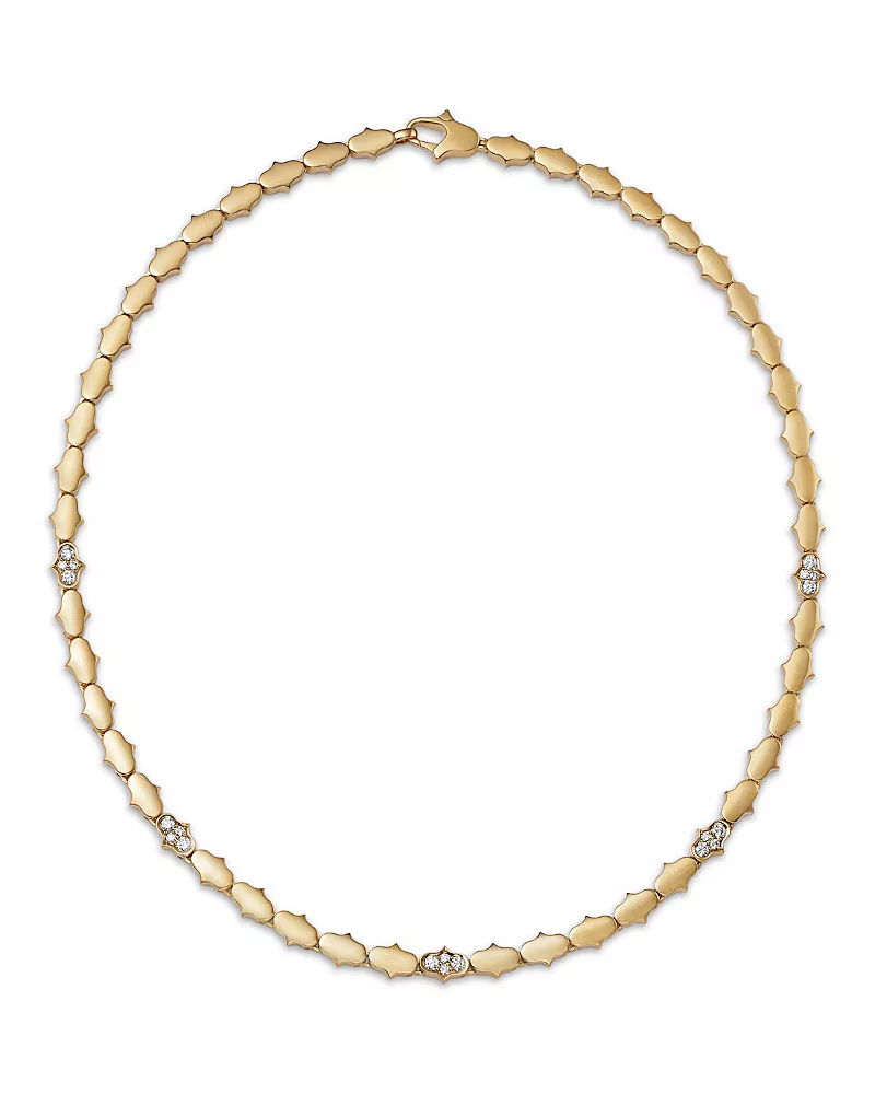 Roberto Coin 18K Yellow Gold Diamond Cobra Link Collar Necklace, 0.53 tcw