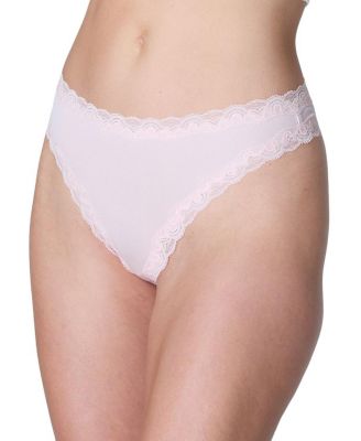  Women's Soft Silk Lace Trim Thong