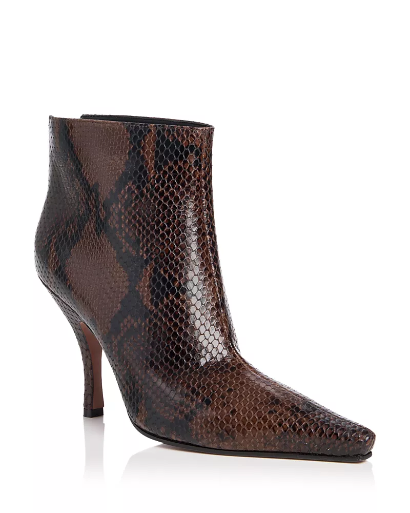 Paris Texas Women's Rose Snake Embossed Ankle Booties
