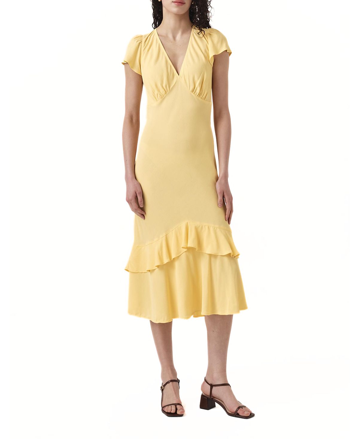 Ghost London Corinne Frill Crepe Midi Dress