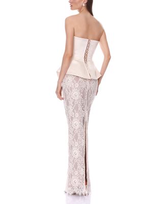 Strapless Satin & Lace Maxi Dress - thumbnail 3