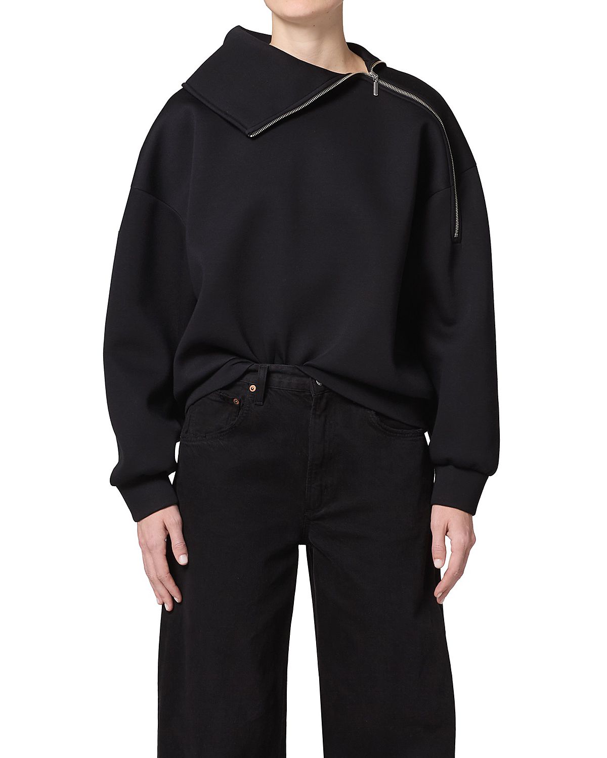 Agolde The Coyle Zip Shoulder Neoprene Sweatshirt