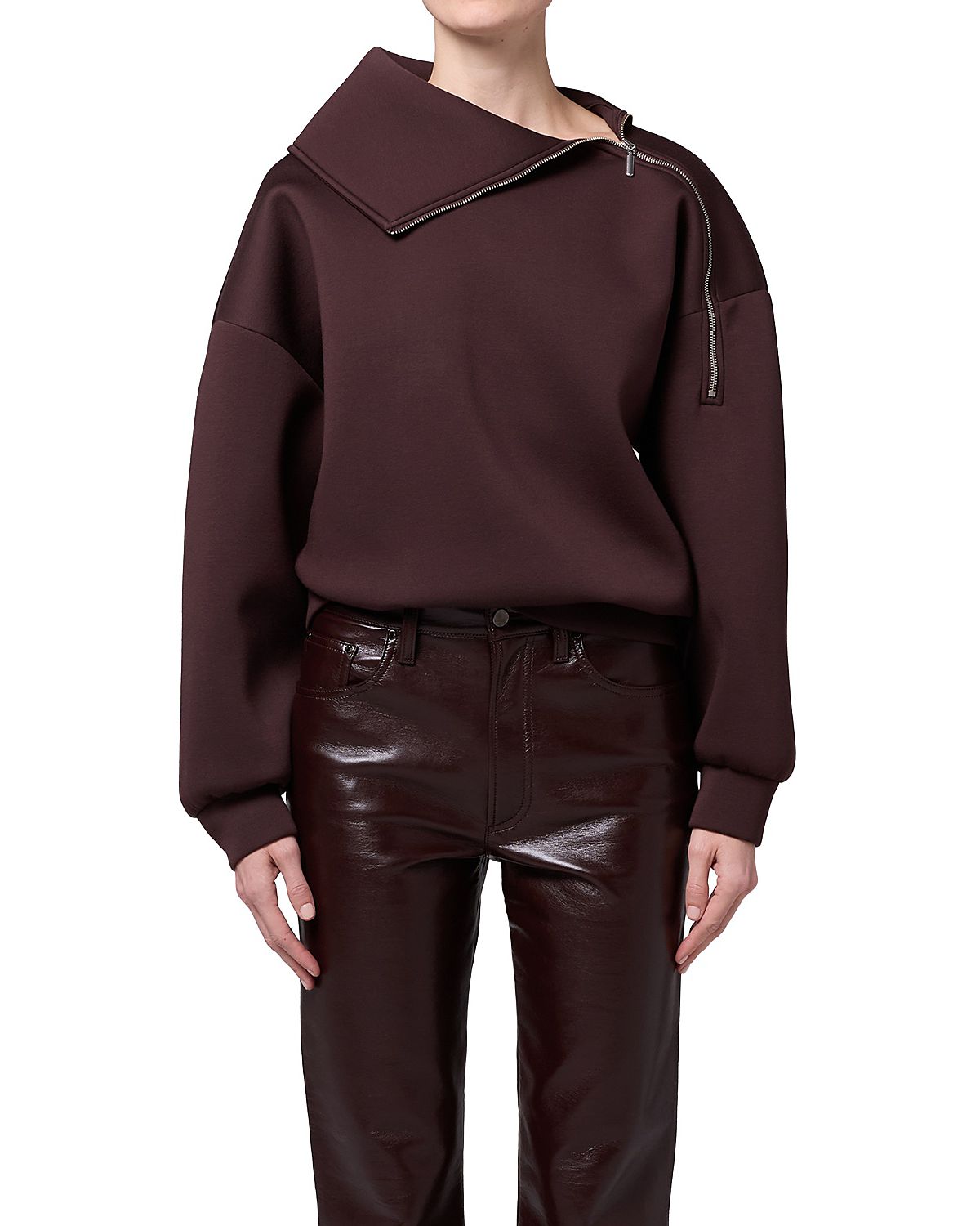 Agolde The Coyle Zip Shoulder Neoprene Sweatshirt