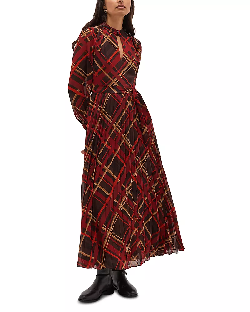 Hobbs London Ophelia Pleated Blouson Sleeve Dress