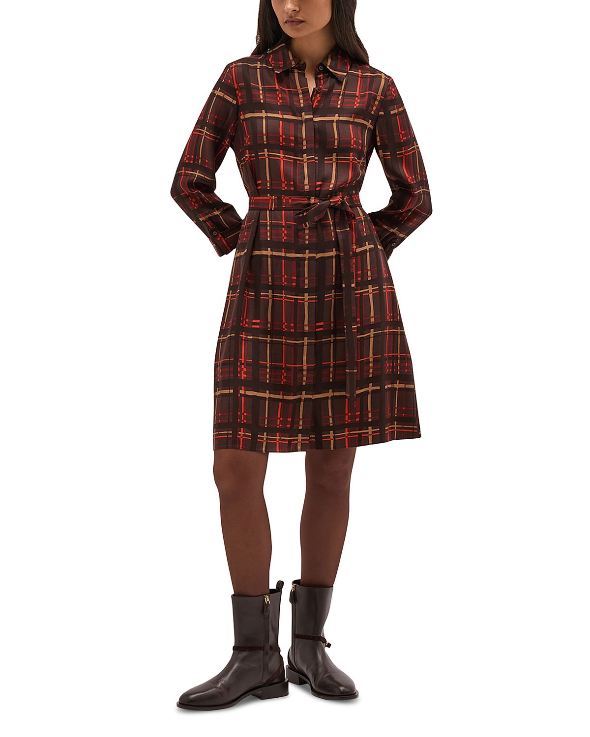 Hobbs London Maja Belted Button Front Dress
