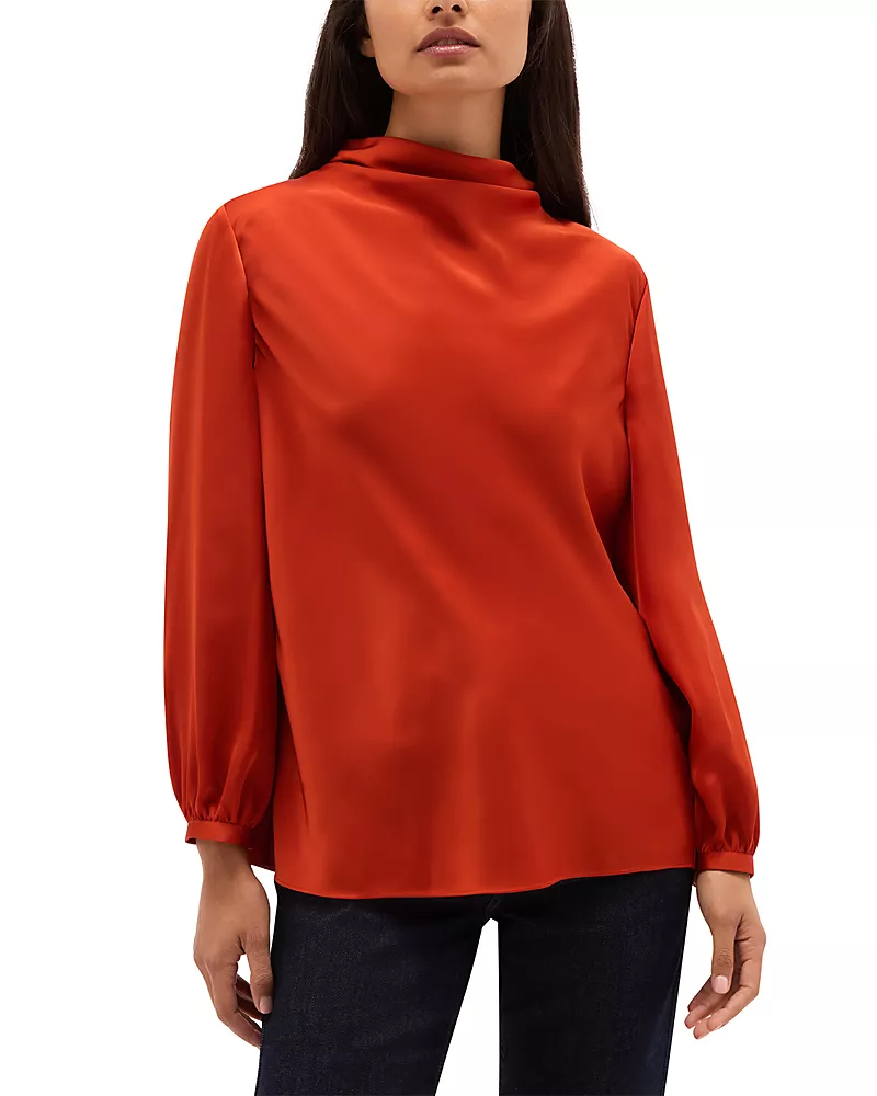 Hobbs London Lulworth High Cowl Neck Satin Blouse
