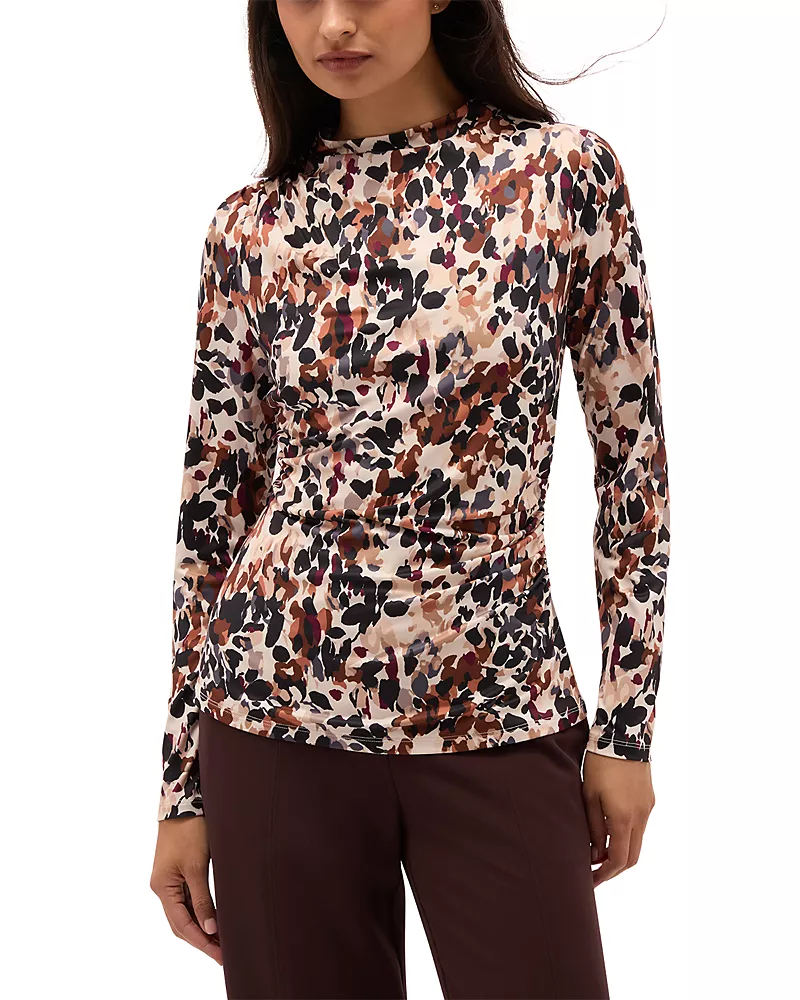 Hobbs London Oriana Printed Ruched Top