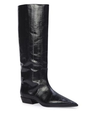 Women's Pointy Toe Leather Knee High Boots