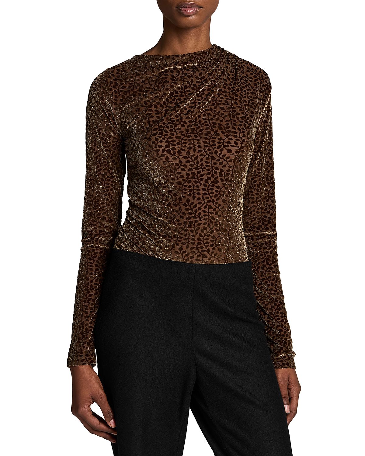 Vince Velour Burnout Vine Pattern Top