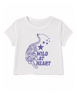 Girls' Wild At Heart Tiger Distressed Crop Top - Big Kid