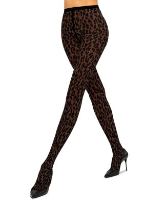 Matte Leopard Print Tights
