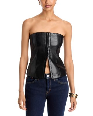 Strapless Faux Leather Vest