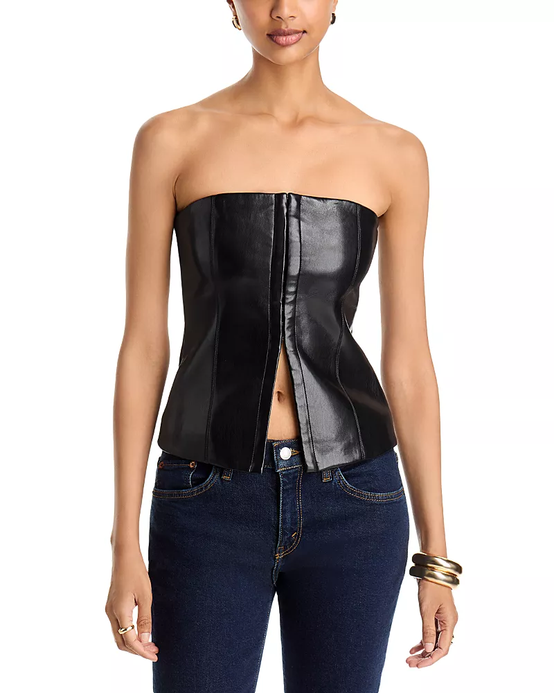 Alice and Olivia Strapless Faux Leather Vest