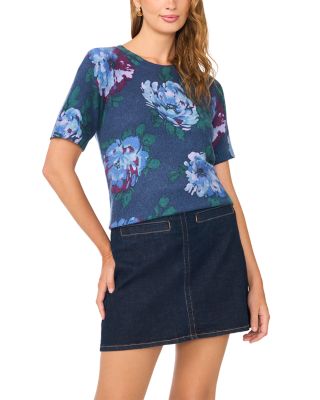 Printed Short Sleeve Crewneck Sweater