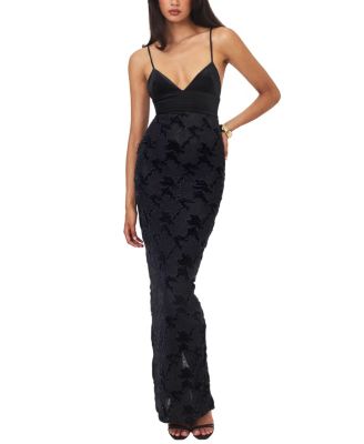  Quinsley Velvet Crystal Lace Maxi Dress