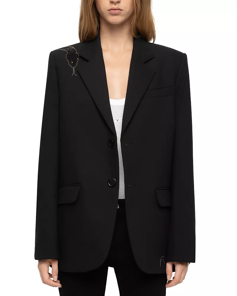 Zadig & Voltaire Vanille Snake Embellished Blazer