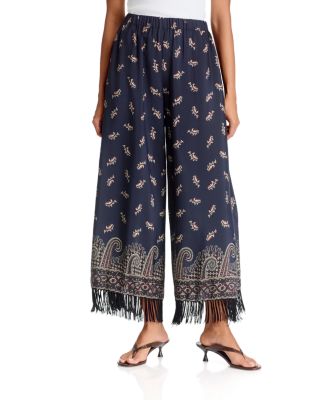 Sea Ellery Cotton Printed Fringe Pants