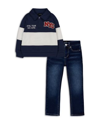 Boys' Long Sleeved Polo Top & Straight Narrow Jeans Set - Little Kid