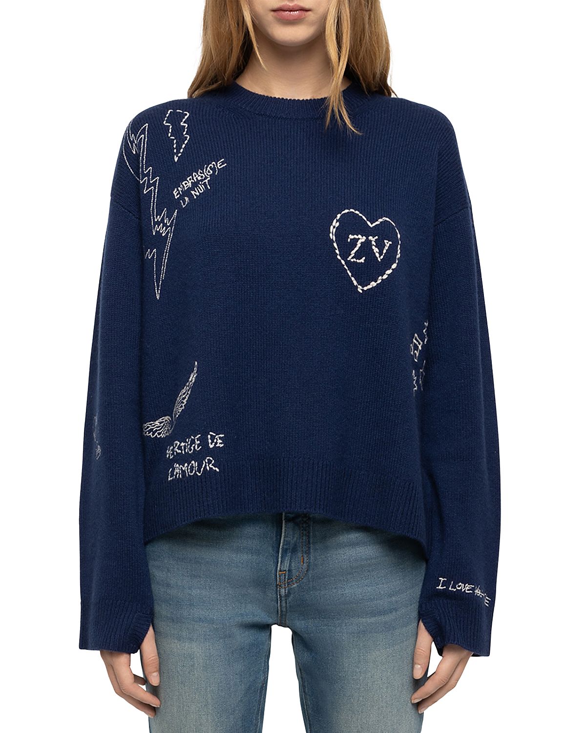 Zadig & Voltaire Markuz Cashmere Embroidered Sweater