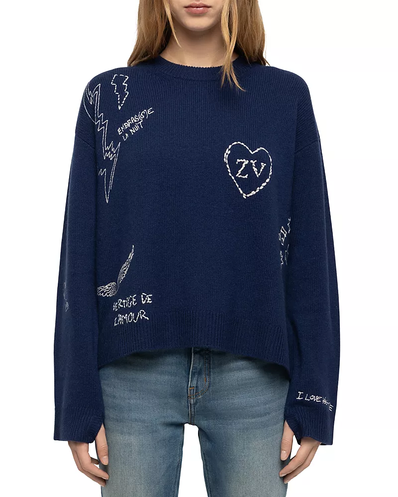 Zadig & Voltaire Markuz Cashmere Embroidered Sweater