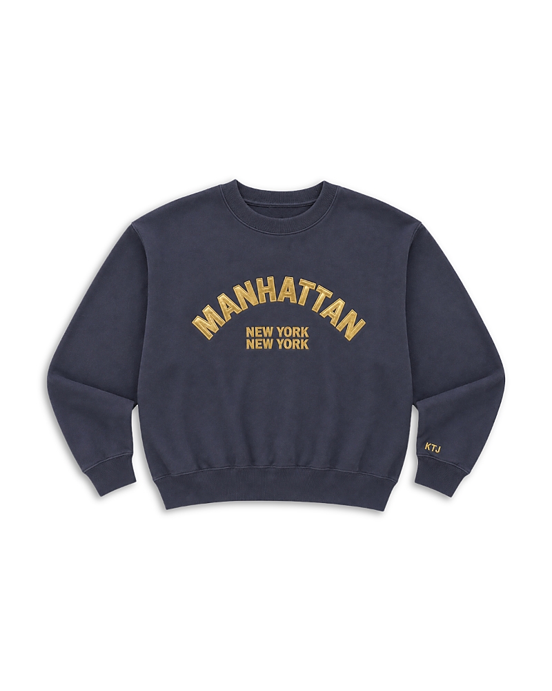 KatieJnyc Girls' Tween Location Crewneck Cotton Sweatshirt - Big Kid