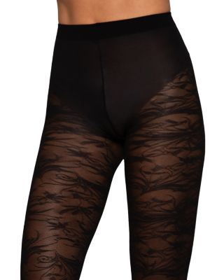 Floral Brocade Sheer Tights - thumbnail 2