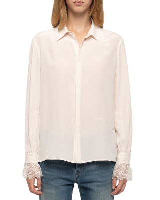Thely Silk Lace Cuff Blouse