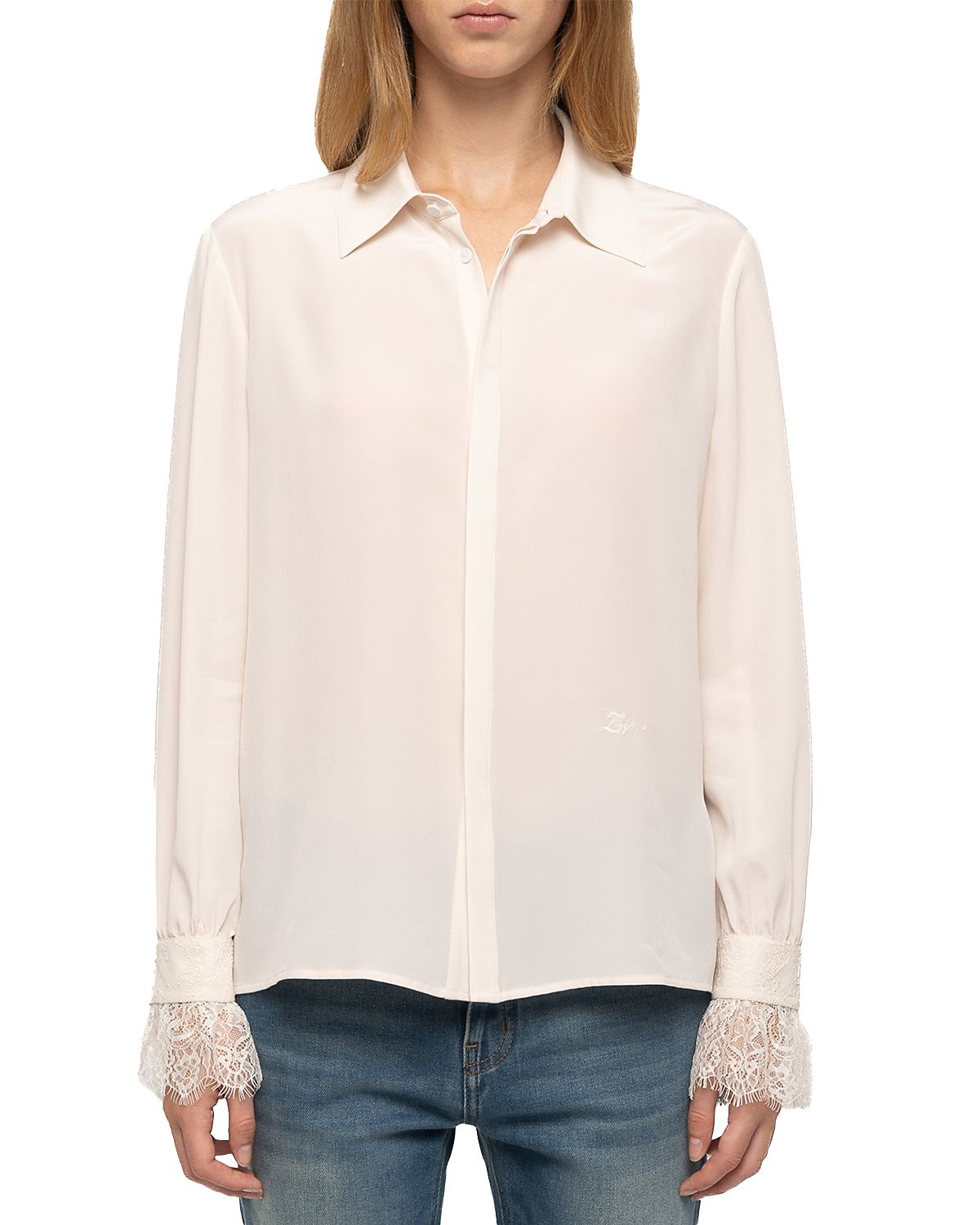 Zadig & Voltaire Thely Silk Lace Cuff Blouse