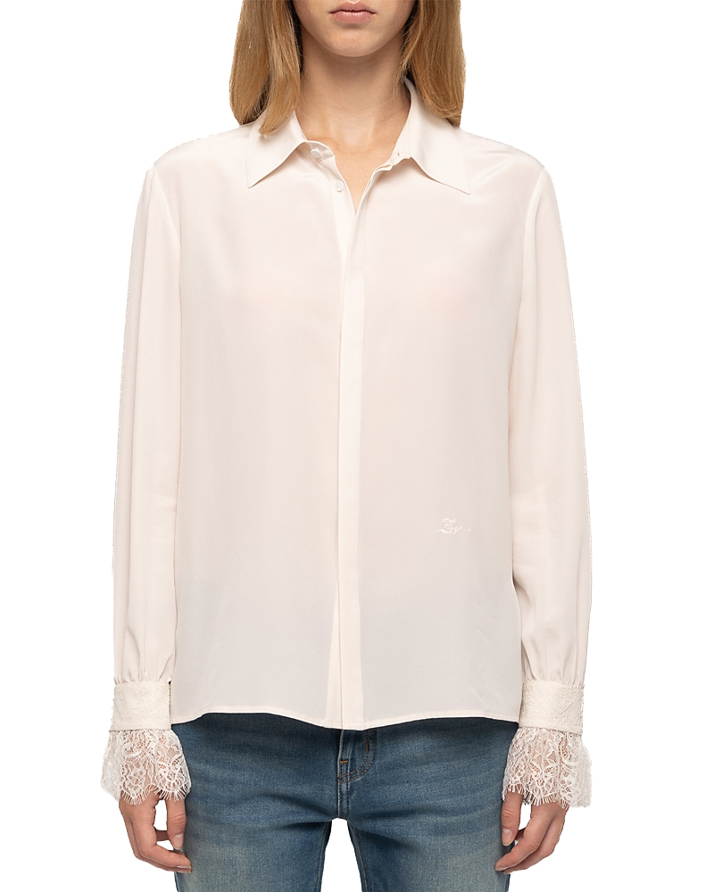 Zadig & Voltaire Thely Silk Lace Cuff Blouse