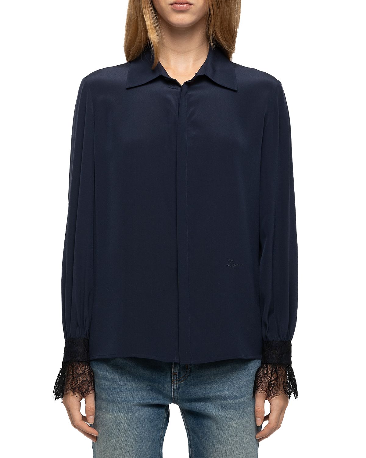 Zadig & Voltaire Thely Silk Lace Cuff Blouse