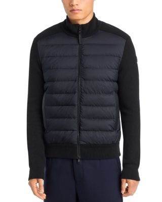 Wool Blend Zip Panel Down Cardigan Sweater