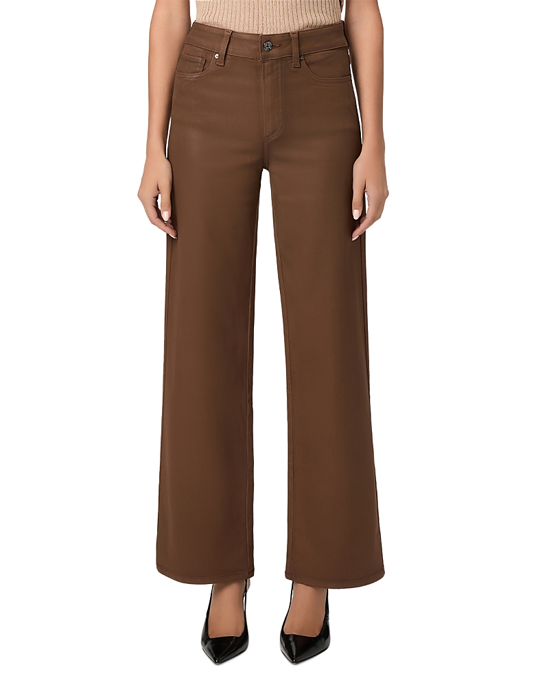 Paige Anessa High Rise Wide Leg Jeans in Cognac Coated