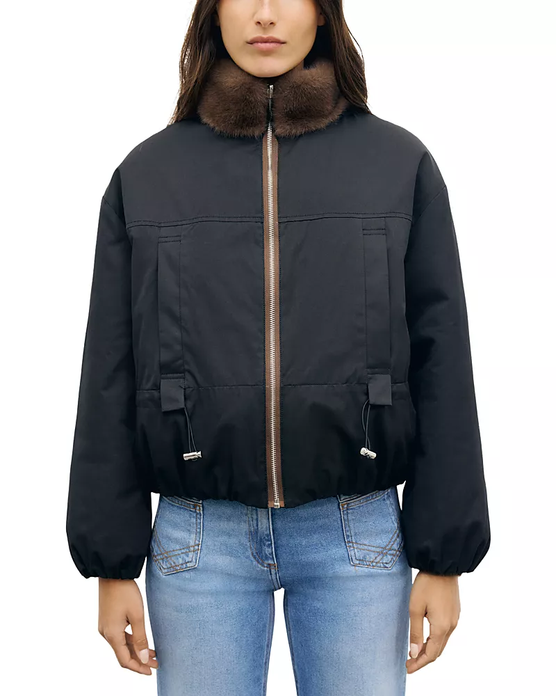 Gerard Darel Aurora Faux Fur Trim Jacket