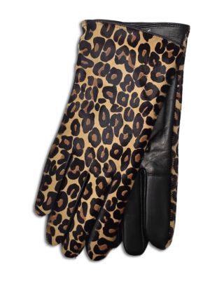 Animal Print Leather Gloves