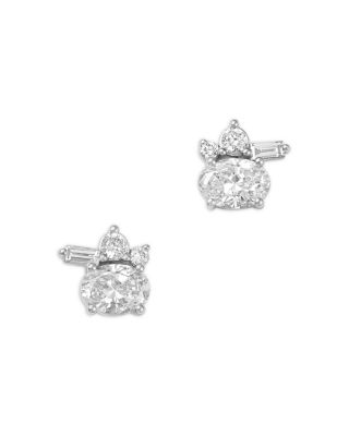 Luxe Collection Certified Lab Grown Diamond Mixed Cut Cluster Stud Earrings in 14K White Gold, 0.75 tcw