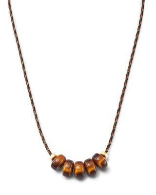 14K Yellow Gold The New Stone Age Tiger Eye Slider Bead Paracord Collar Necklace, 12-26"