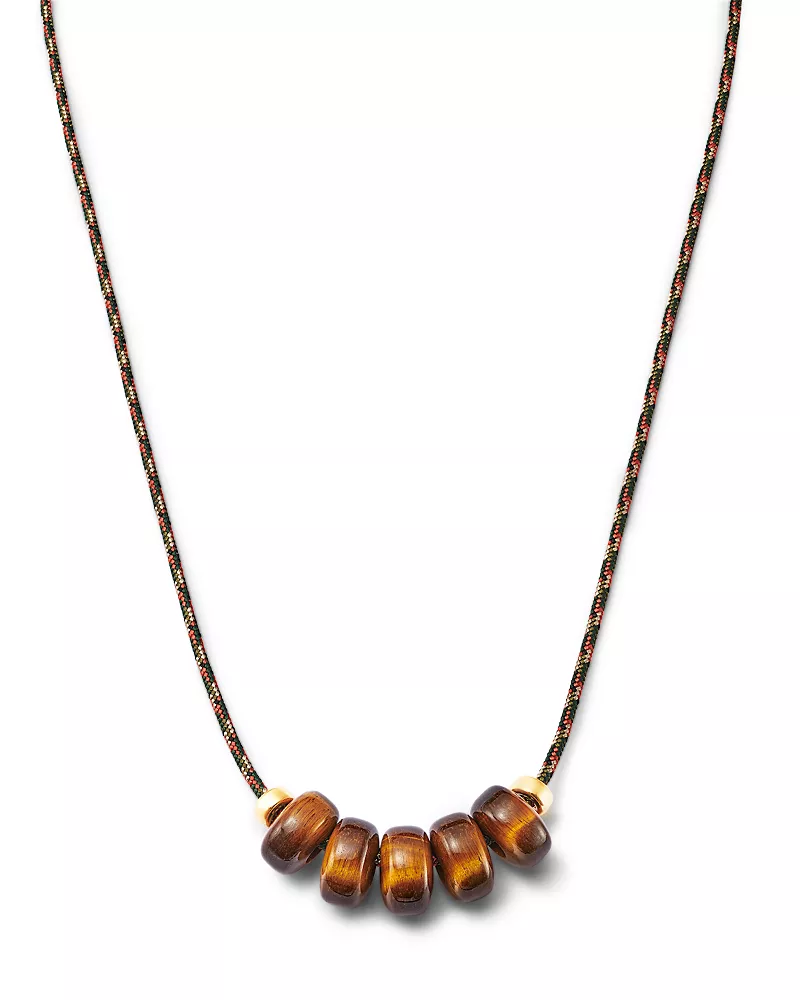 Zoe Chicco 14K Yellow Gold The New Stone Age Tiger Eye Slider Bead Paracord Collar Necklace, 12