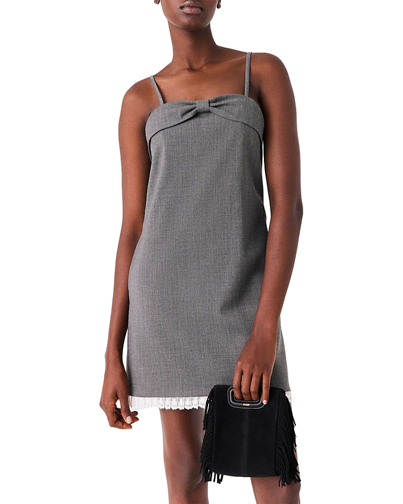 Maje Reandra Bow Trim Lace Hem Dress