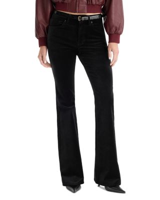 Good Legs Velvet High Rise Flared Jeans in Black