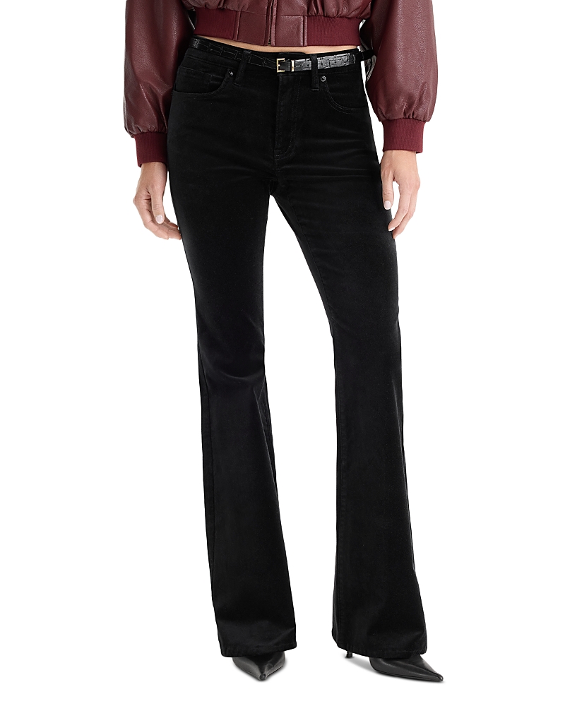 Good American Good Legs Velvet High Rise Flared Jeans in Black