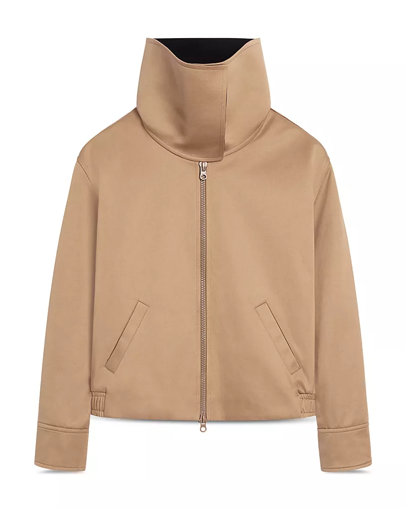 Courreges High Collar Cotton Canvas Blouson Jacket