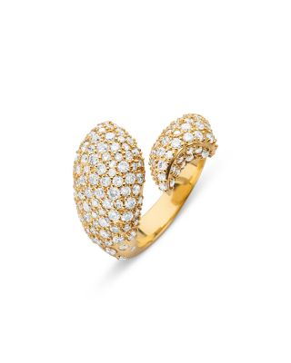 18K Yellow Gold Perseverance Diamond Pav&eacute; Sculptural Fish Ring, 2.02 tcw