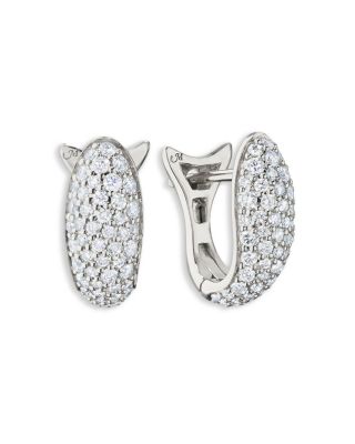 Sterling Silver Perseverance White Sapphire Pav&eacute; Fish Hoop Earrings
